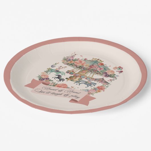 Assiettes En Carton Carousel Horse Carnaval Fête d'anniversaire (Angle)