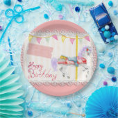 Assiettes En Carton Carousel Horse (Rose) Plaque Papier d'anniversaire (Fête)