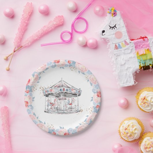Assiettes En Carton Carousel Wonderland Rose (Fête)