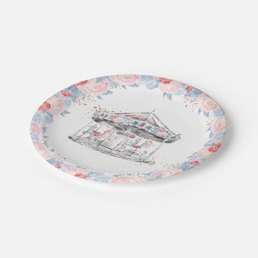 Assiettes En Carton Carousel Wonderland Rose (Angle)