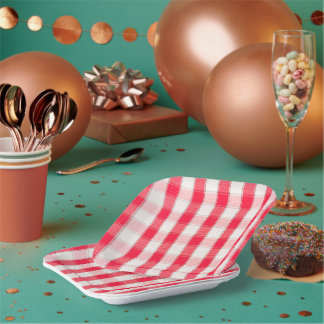 Assiettes En Carton Carré à carreaux 18 cm