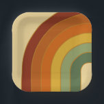 Assiettes En Carton Carré arc-en-ciel Super à couche rétro muté<br><div class="desc">Design arc-en-ciel rétro. Couches arc-en-ciel aux couleurs muettes,  orange,  rouge et vert. Cadeaux arc-en-ciel des années 70 rétro super,  décoration maison.</div>