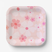 Assiettes En Carton Carré d'alimentation rose pâle (Recto)
