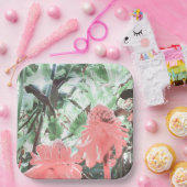 Assiettes En Carton Carré de mariage du jardin de pêche tropicale (Fête)