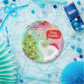 Assiettes En Carton Carré Eléphant de Noël blanc (Fête)