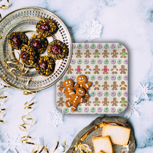 Assiettes En Carton Carré Pain d'épices Garçons et Filles Chèques