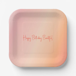 Assiettes En Carton Carré Pastel Rose Et Peach Design