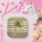 Assiettes En Carton Carré Tropical Palm Tree (Fête)