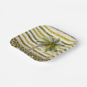 Assiettes En Carton Carré Tropical Palm Tree (Angulaire)