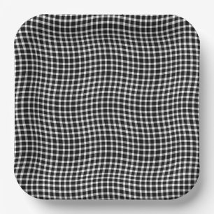 Assiettes En Carton Carreaux à carreaux noirs et blancs sans couture
