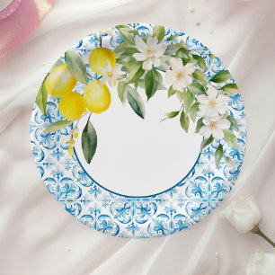 Assiettes En Carton Carreaux bleu méditerranéen et Fête des mariées ci