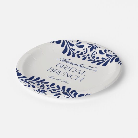 Assiettes En Carton Carreaux bleu Talavera Espagne Fiesta Fête des mar (Angle)