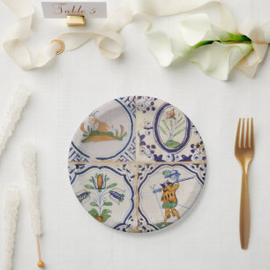 Assiettes En Carton Carreaux de Delft hollandais vintage Art de la pot