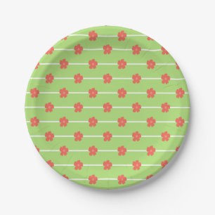 Assiettes En Carton Carreaux Floraux Verts