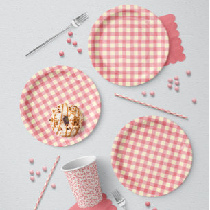 Assiettes En Carton Carreaux Imparfaits Dessinés à la Main Rustique Ro
