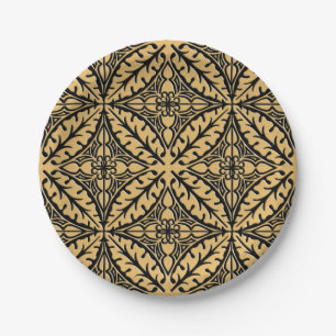 Assiettes En Carton Carreaux marocains - chameau tan et noir