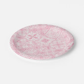 Assiettes En Carton Carreaux ornés en rose (Angle)