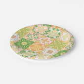 Assiettes En Carton Carreaux ornés en vert et jaune (Angle)