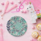 Assiettes En Carton Carrelage Batik Bleu I (Fête)