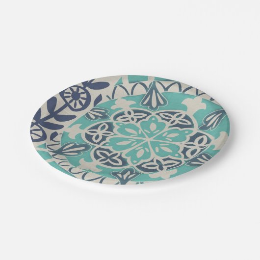 Assiettes En Carton Carrelage Batik Bleu I (Angle)
