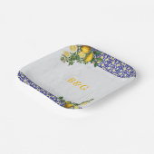 Assiettes En Carton Carrelage bleu blanc jaune méditerranéen Mariage c (Angulaire)