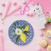 Assiettes En Carton Carrelage bleu citron (Fête)