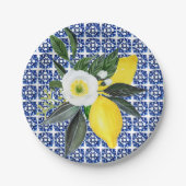 Assiettes En Carton Carrelage bleu citron (Devant)