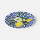 Assiettes En Carton Carrelage bleu citron (Angle)