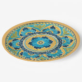 Assiettes En Carton Carrelage bleu Floral Mexicain (Angle)