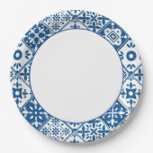 Assiettes En Carton Carrelage bleu Santorin thème grec/espagnol (Devant)