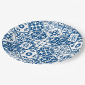 Assiettes En Carton Carrelage bleu Santorin thème grec/espagnol (Angle)
