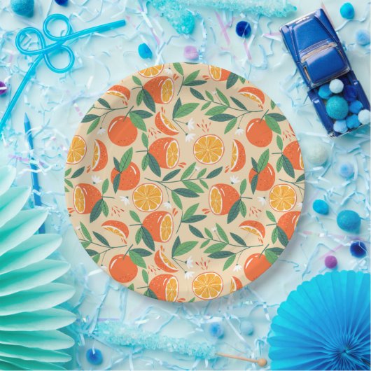 Assiettes En Carton carrelage d'agrumes orange mignon motif (Fête)