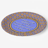 Assiettes En Carton Carrelage de pays français personnalisé Bleu jaune (Angle)