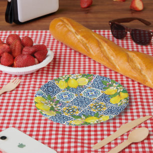 Assiettes En Carton Carrelage méditerranéen clair Sicilien Citrus Lemo