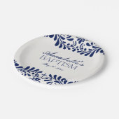 Assiettes En Carton Carrelage Talavera bleu Espagne Fiesta Baptême (Angle)