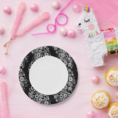 Assiettes En Carton carrés rétros noirs et blancs (Fête)