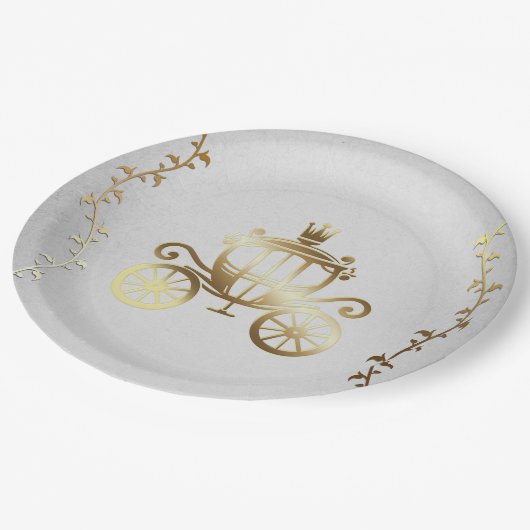 Assiettes En Carton Carrosse doré élégant Histoire blanche de livre ro (Angle)