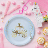 Assiettes En Carton Carrosse doré élégant Histoire bleue Royale (Fête)