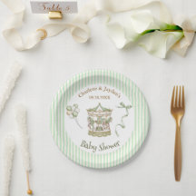 Carrousel de chevaux vintage vert Baby Shower
