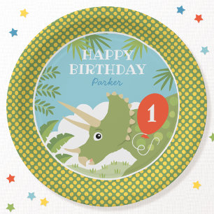 Assiettes En Carton Carte Anniversaire Dinosaur Tricératops Tout Age V