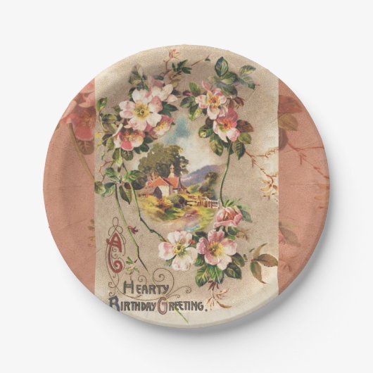 Assiettes En Carton Carte d'anniversaire vintage (Devant)