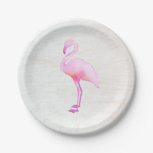 Assiettes En Carton Carte d'appel de Flamant rose d'aquarelle rose