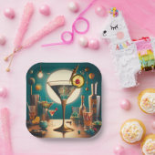 Assiettes En Carton Carte de circuit futuriste atomique Martini (Fête)