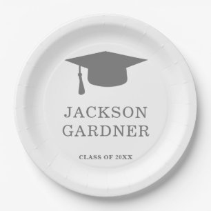 Assiettes En Carton Carte de mortier gris simple Graduation moderne