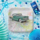 Assiettes En Carton Carte De Route De 1955 (Fête)