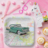 Assiettes En Carton Carte De Route De 1955 (Fête)