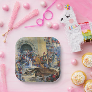 Assiettes En Carton Carte de vœux pliée en forme de dragon pour l'anni