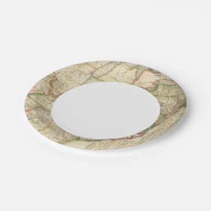 Assiettes En Carton Carte Des Routes, Des Canaux Et Des Bateaux À Vap