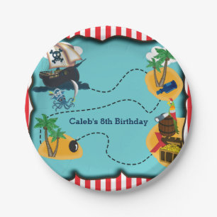 Assiettes En Carton Carte des trésors de pirates Plaques de fête d'ann