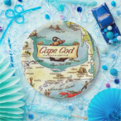 Assiettes En Carton Carte du Cap Cod MA  (Fête)